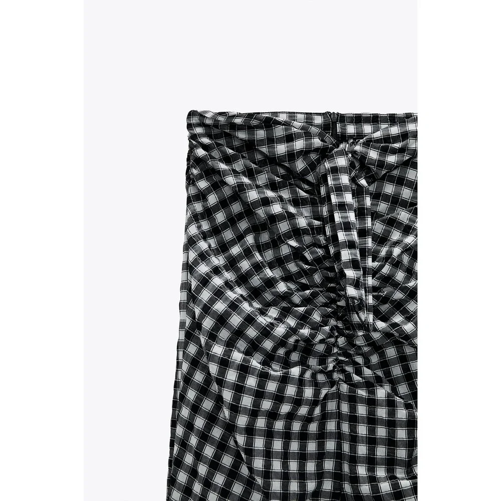 Zara Gingham Print Check Tie-Waist Midi Skirt (NWT)